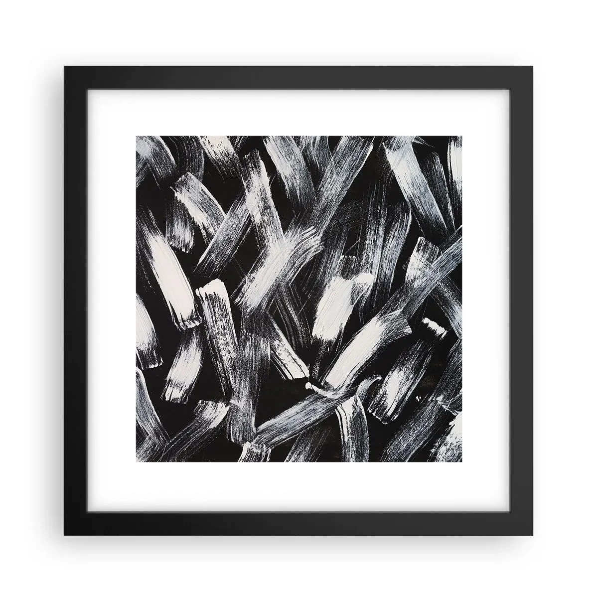 Póster en marco negro - Abstracción en el espíritu industrial - 30x30 cm