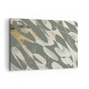 Cuadro sobre lienzo - Impresión de Imagen - Formas dinámicas en tonos verdes y dorados. - 100x70cm - Abstracción rítmica - Decoración de pared moderna para salón y dormitorio ARTTOR