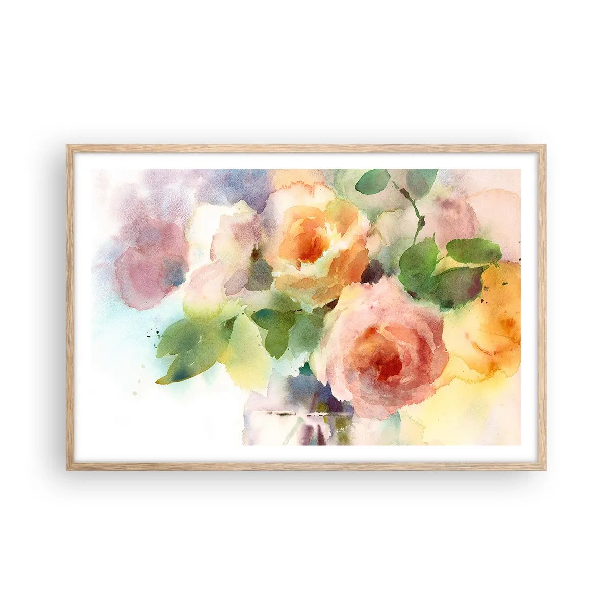 Póster en marco roble claro - Delicado como una acuarela - 91x61 cm