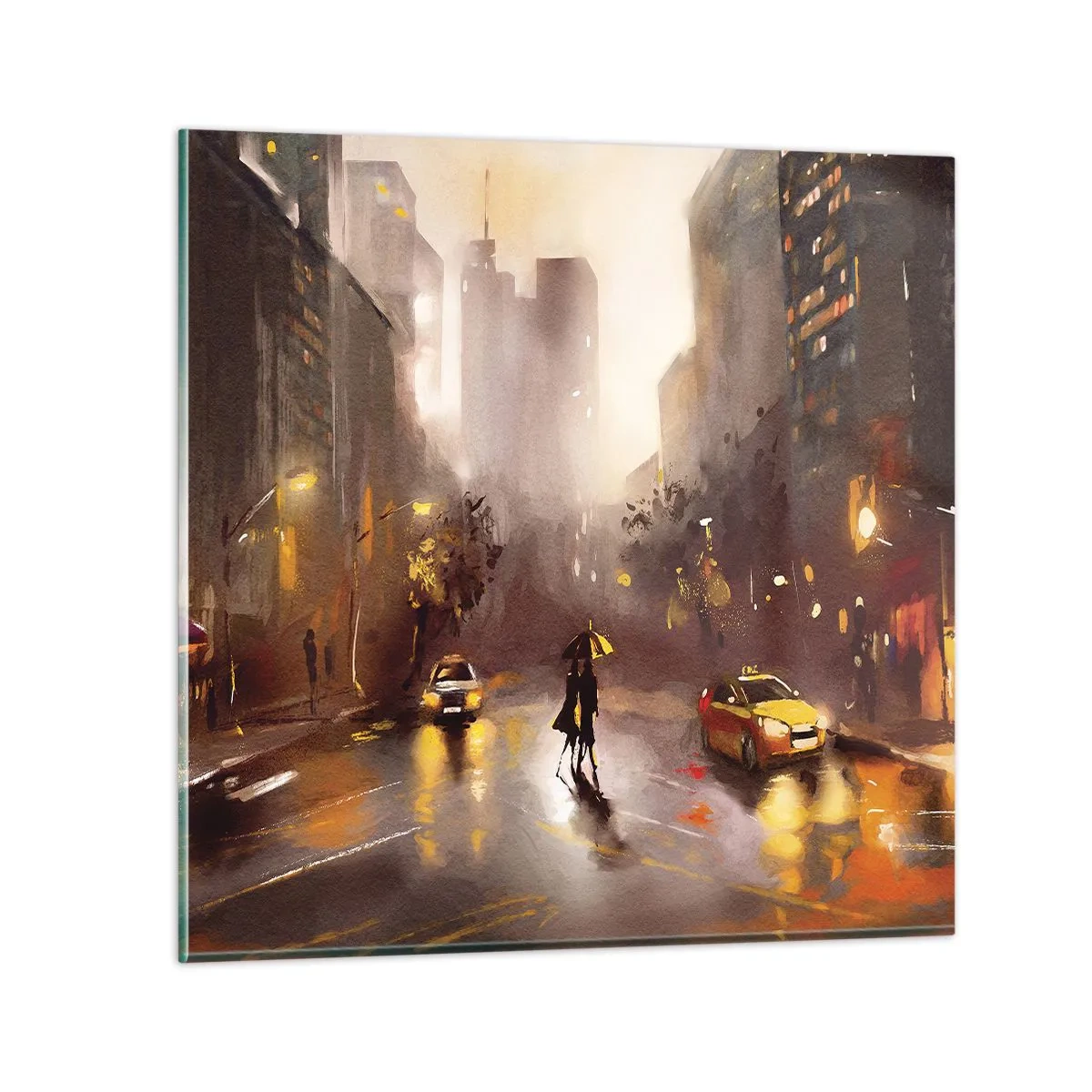 Cuadro sobre vidrio - Impresiones sobre Vidrio - En las luces de Nueva York - 30x30 cm