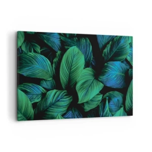 Cuadro sobre lienzo - Impresión de Imagen - Hojas verdes en estilo minimalista. - 100x70cm - En la multitud verde - Decoración de pared moderna para salón y dormitorio ARTTOR