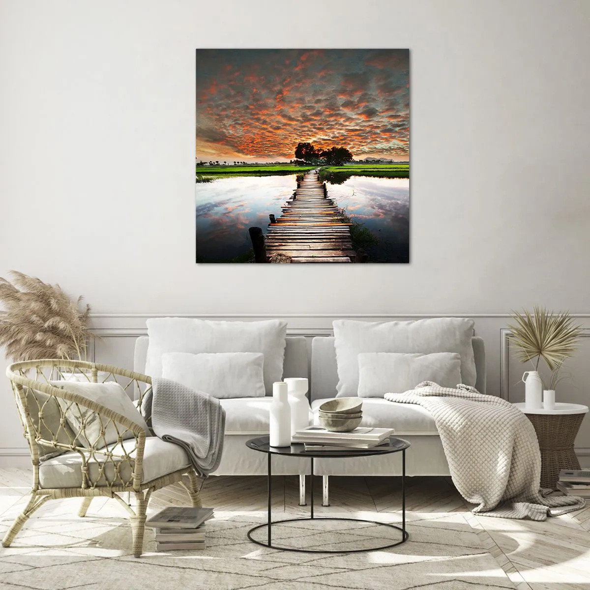 Cuadro sobre vidrio - Impresiones sobre Vidrio - Extiende tus brazos - respira  - 50x50 cm