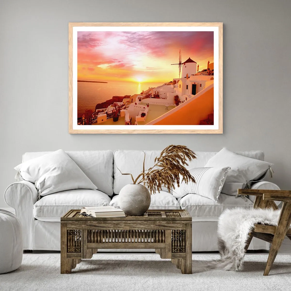 Póster en marco roble claro - Blanco y dorado - 40x30 cm