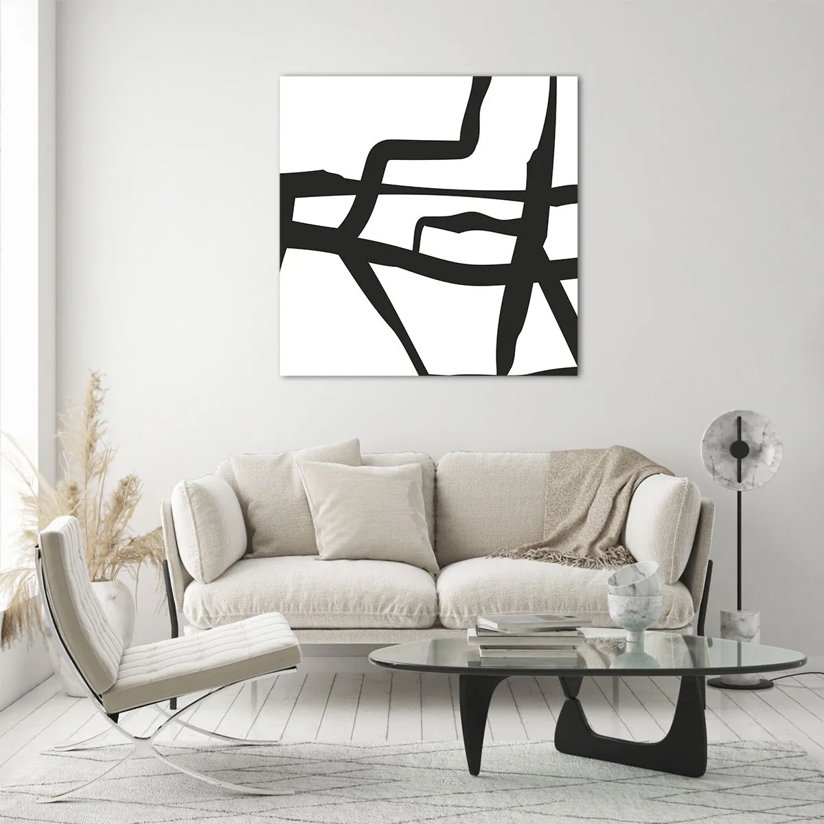 Cuadro sobre vidrio - Impresiones sobre Vidrio - Construcción en blanco y negro - 30x30 cm