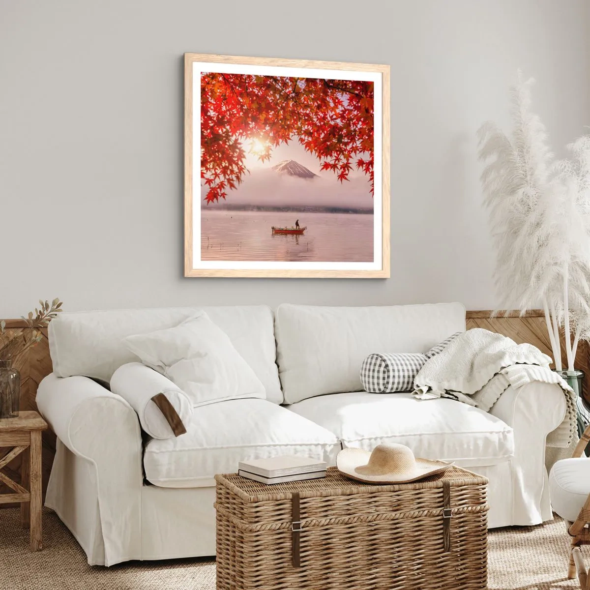 Póster en marco roble claro - Estilo japonés - 40x40 cm