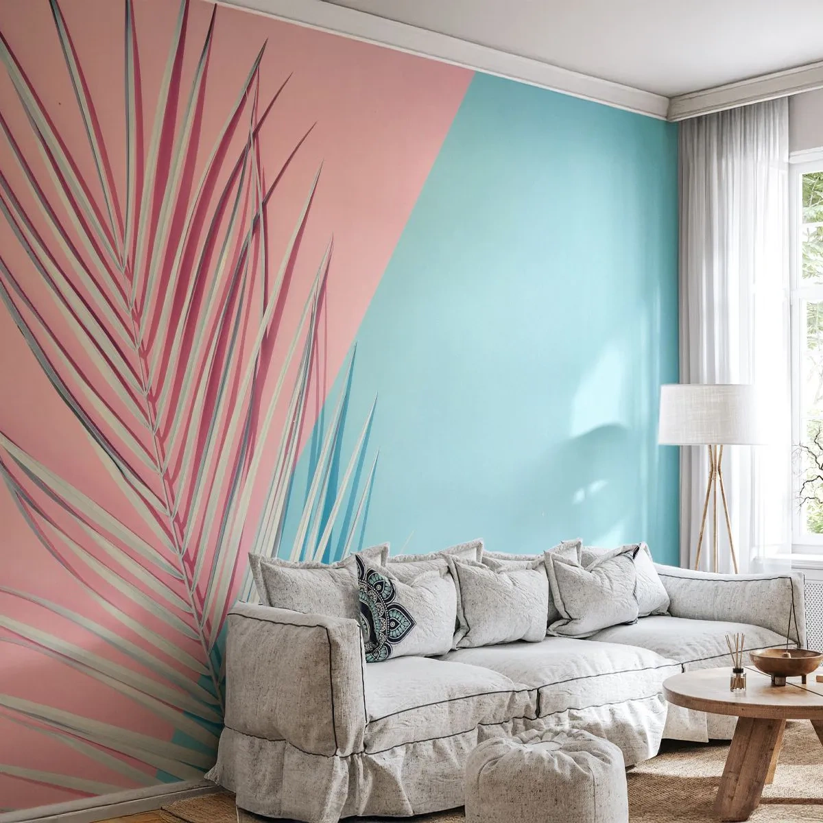 Fotomural Premium Canvas - Impresión tropical - Hoja de palma, Abstracción, Gráficos - 350x256 cm