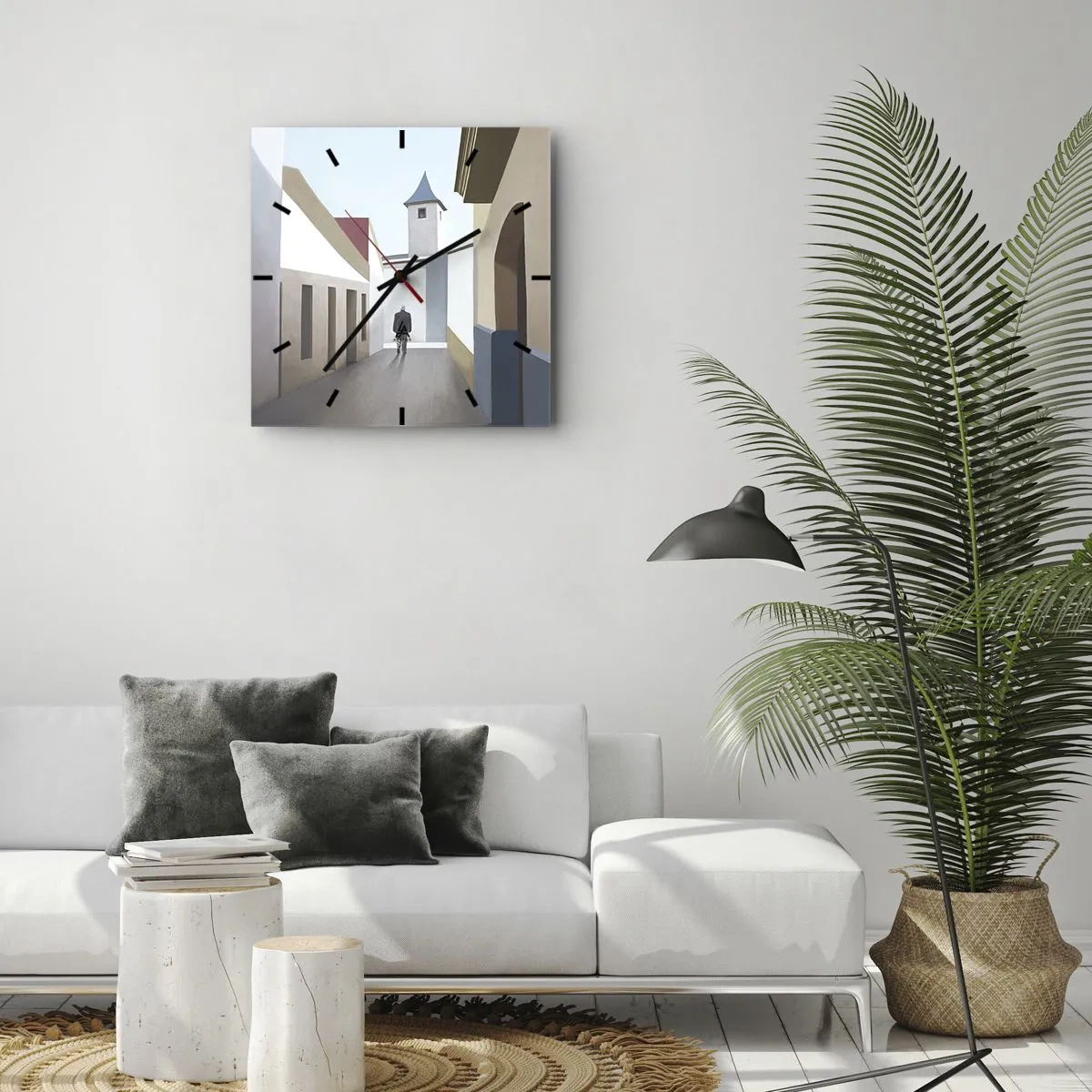 Reloj de pared - Reloj de vidrio - Paseo soleado - 40x40 cm