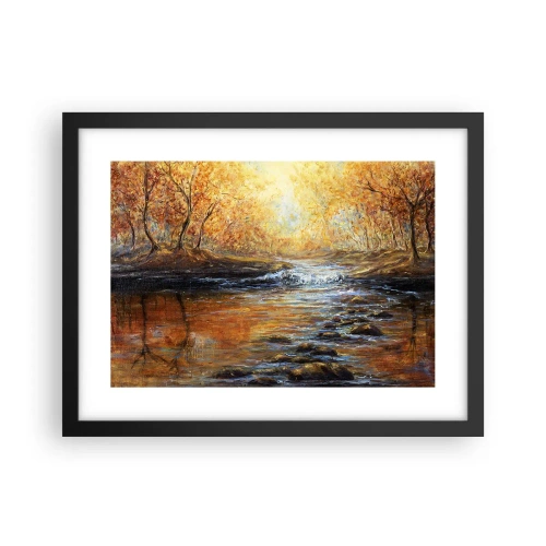 Póster en marco negro - Arroyo de oro - 40x30 cm