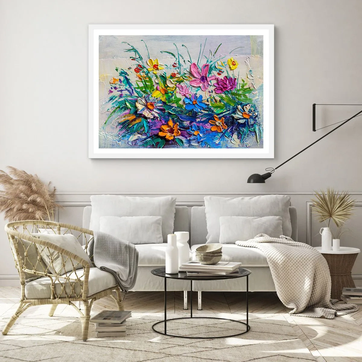Póster en marco blanco - La energía de las flores - 91x61 cm