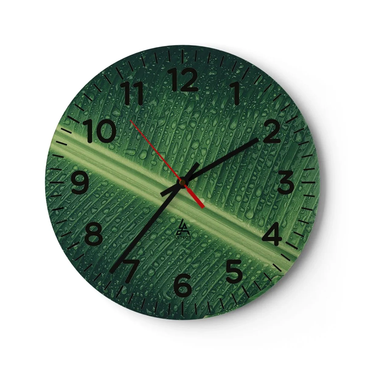 Reloj de pared - Reloj de vidrio - Estructura del verde - 30x30 cm