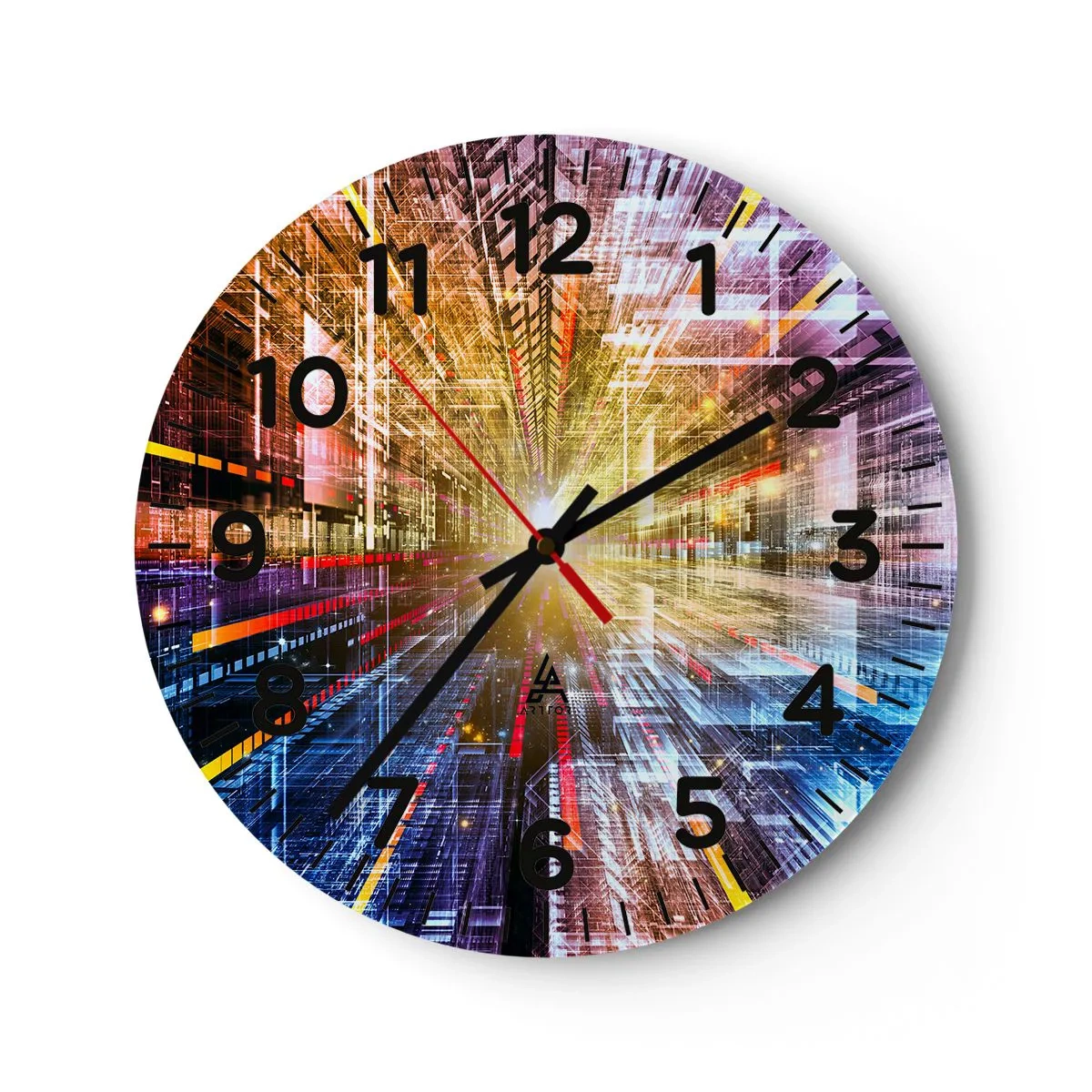 Reloj de pared - Reloj de vidrio - Un pasillo luminoso - 40x40 cm