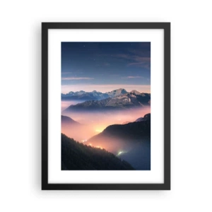 Póster en marco negro - Luz en los valles - 30x40 cm