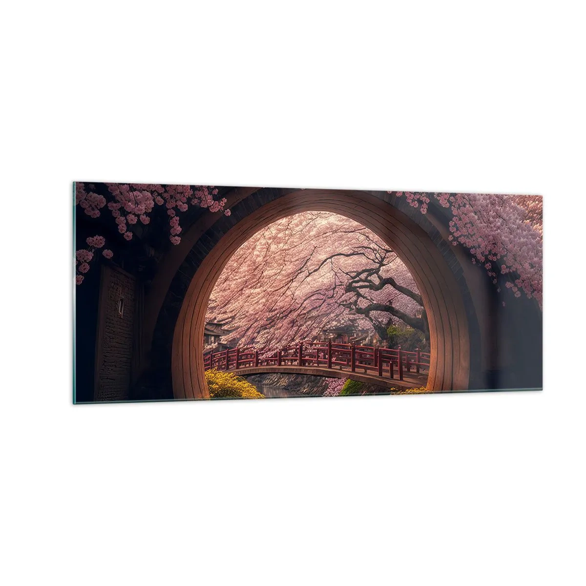 Cuadro sobre vidrio - Impresiones sobre Vidrio - Primavera japonesa - 100x40 cm
