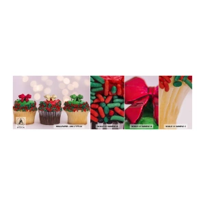 Muestra de fotomural autoadhesivo Deluxe Sticker - Dulzura hasta el lazo - Gastronomía, Galletas, muffins coloridos - 100x30 cm