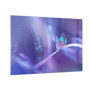 Cuadro sobre vidrio - Impresiones sobre Vidrio - Mariposa sobre un fondo de luz violeta - 100x70cm - Una joya de la naturaleza - Decoración de pared moderna para salón y dormitorio ARTTOR
