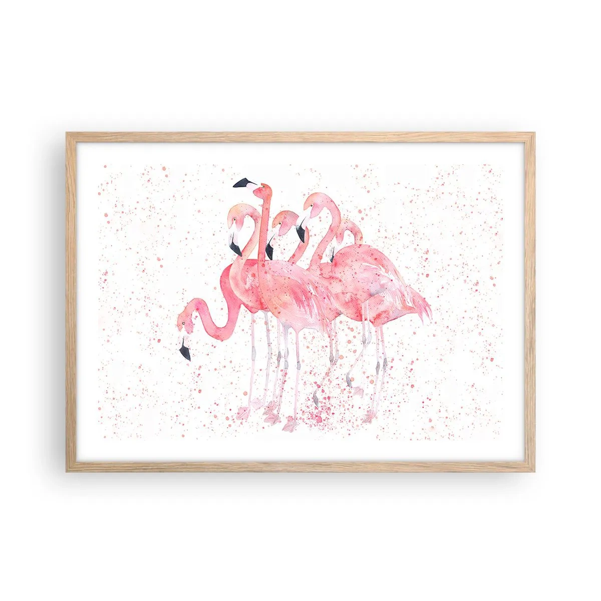 Póster en marco roble claro - Asamblea rosa - 70x50 cm