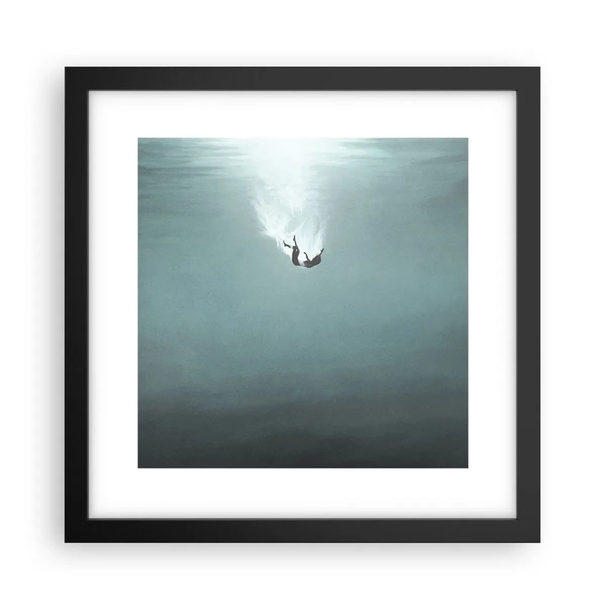 Póster en marco negro - En el abrazo del océano - 30x30 cm