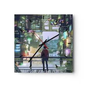 Reloj de pared - Reloj de vidrio - Dos mundos - 40x40 cm