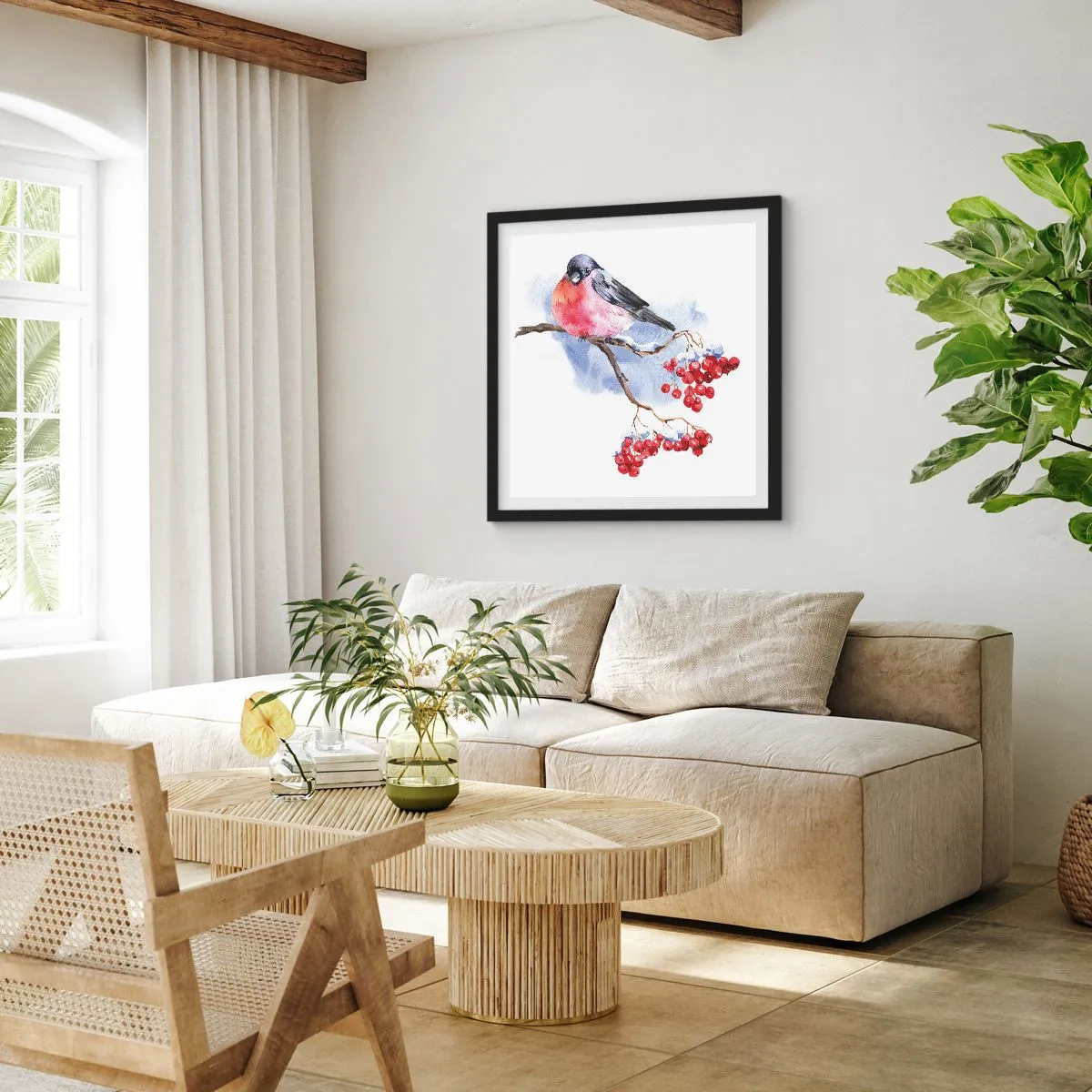 Póster en marco negro - Invierno en color - 40x40 cm