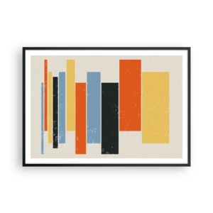 Póster en marco negro - Rectángulos coloridos en un arreglo moderno. - 100x70cm - Barras multicolor - Decoración de pared moderna para salón y dormitorio ARTTOR