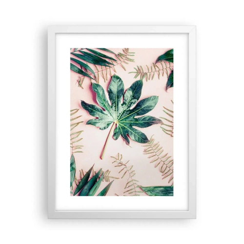 Póster en marco blanco - Estudio de vegetación sobre fondo rosa - 30x40 cm