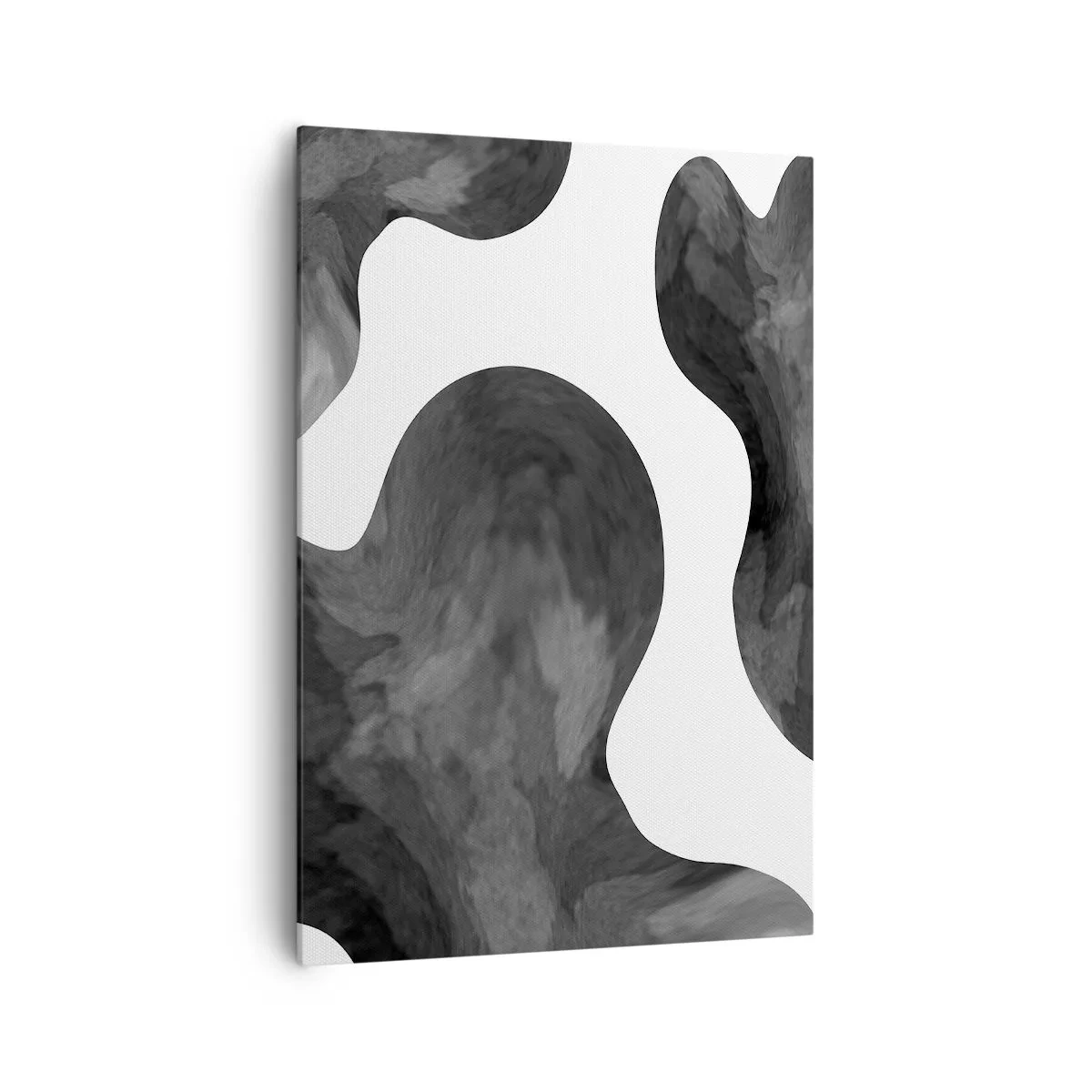 Cuadro sobre lienzo - Impresión de Imagen - Patrón abstracto en tonos de gris y blanco. - 70x100cm - El blanco fluye sobre el negro - Decoración de pared moderna para salón y dormitorio ARTTOR