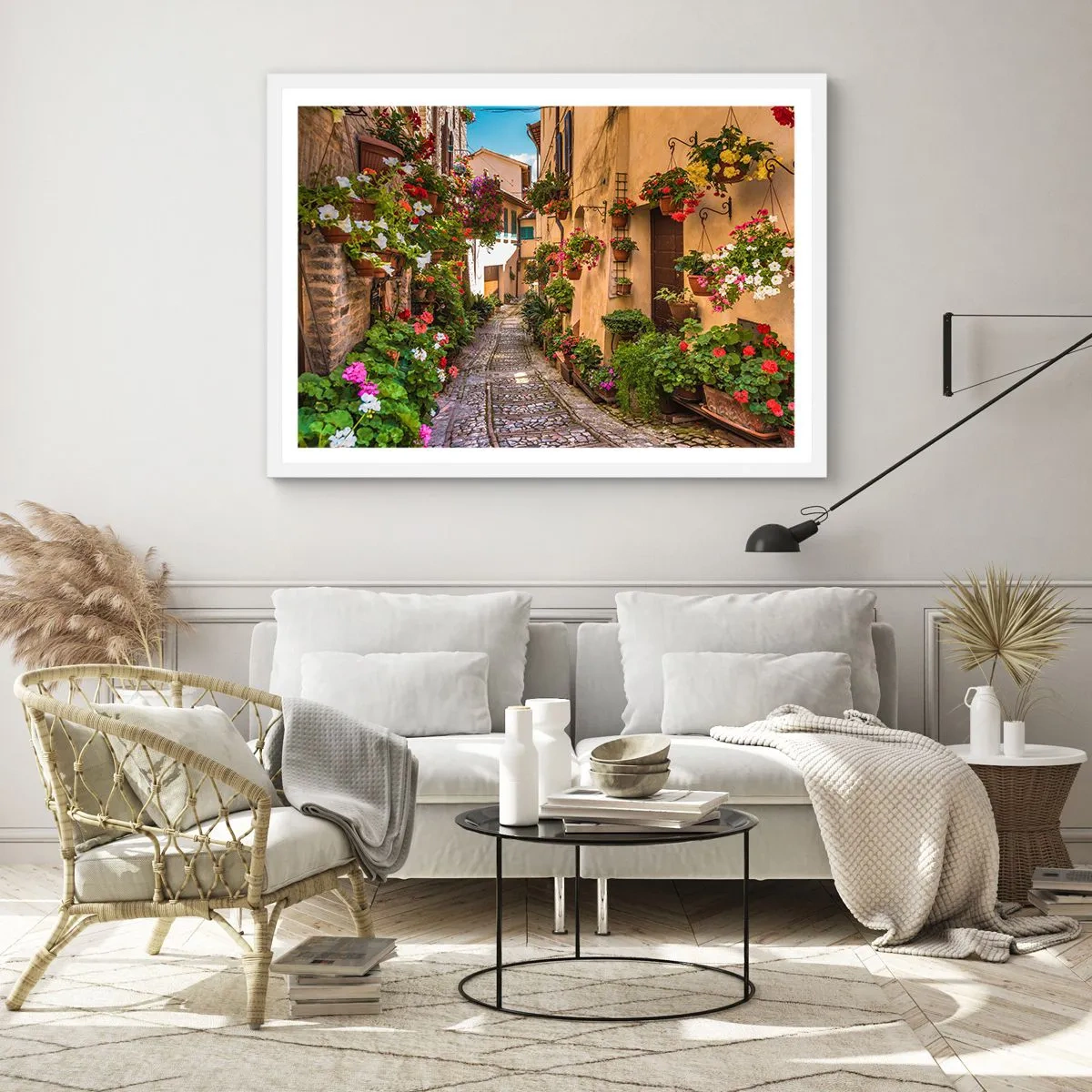 Póster en marco blanco - Callejón italiano - 70x50 cm