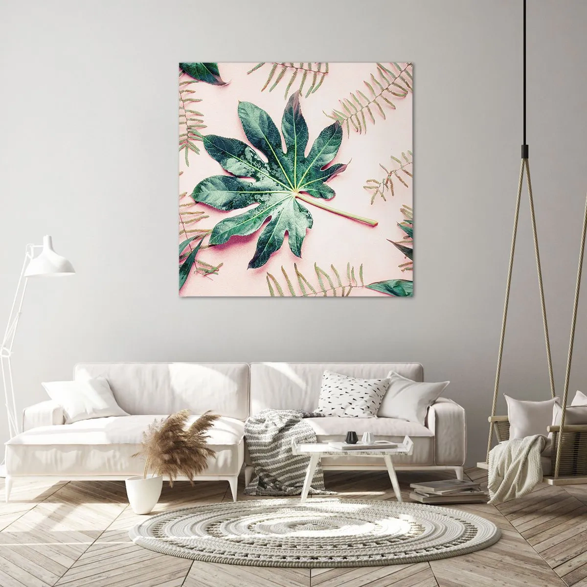 Cuadro sobre lienzo - Impresión de Imagen - Estudio de vegetación sobre fondo rosa - 50x50 cm