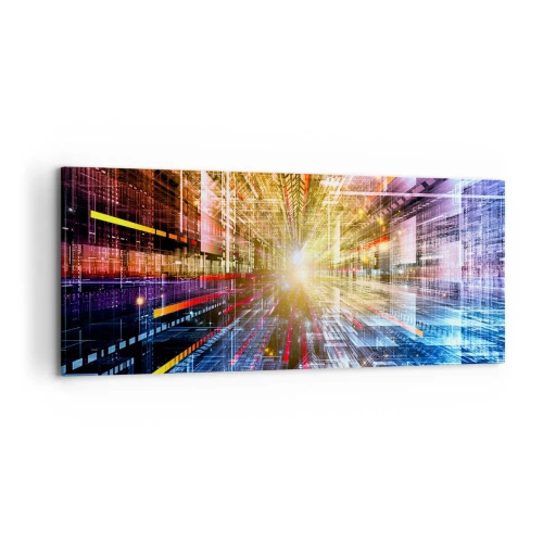 Cuadro sobre lienzo - Impresión de Imagen - Luces dinámicas en un pasillo futurista - 120x50cm - Un pasillo luminoso - Decoración de pared moderna para salón y dormitorio ARTTOR