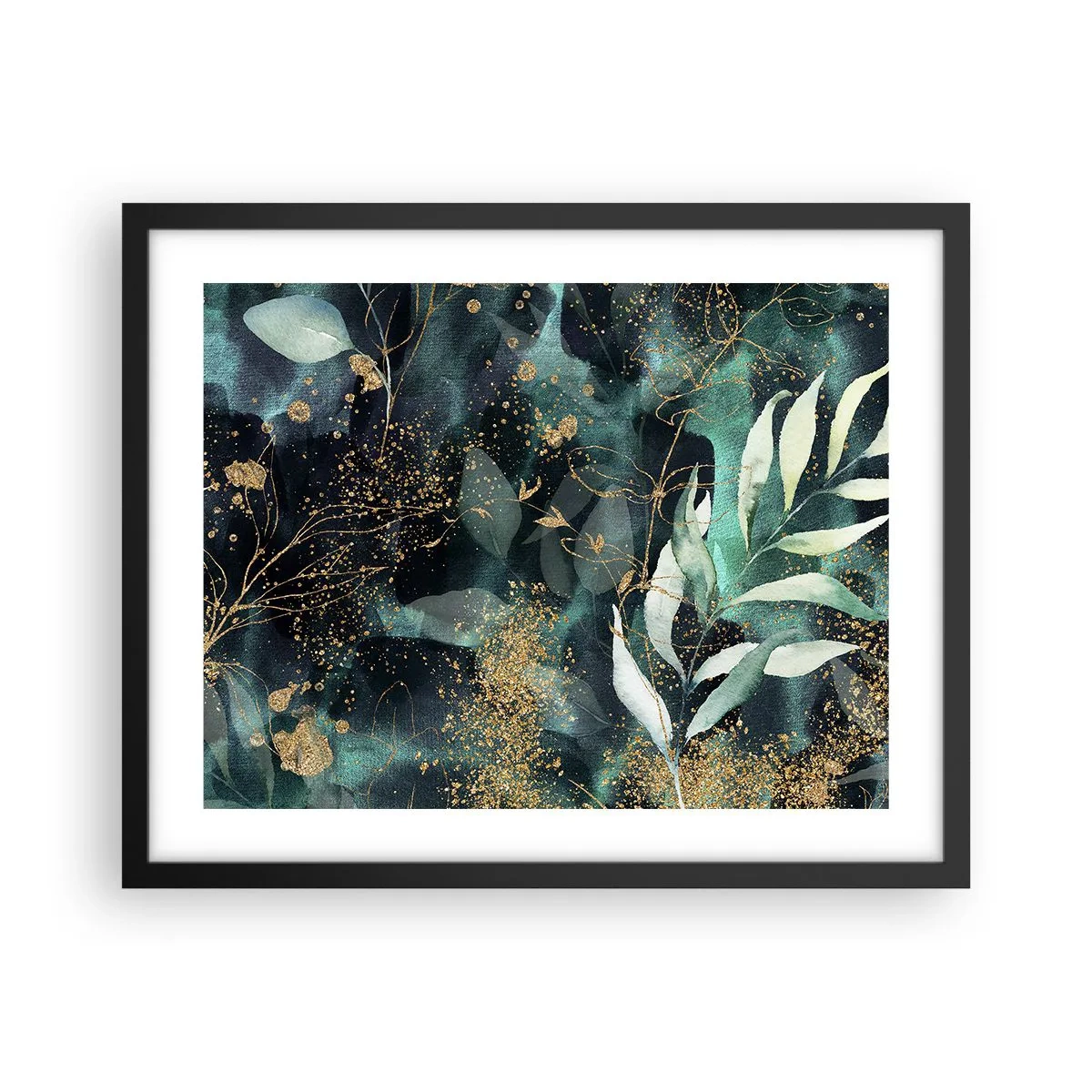 Póster en marco negro - Jardín encantado - 50x40 cm