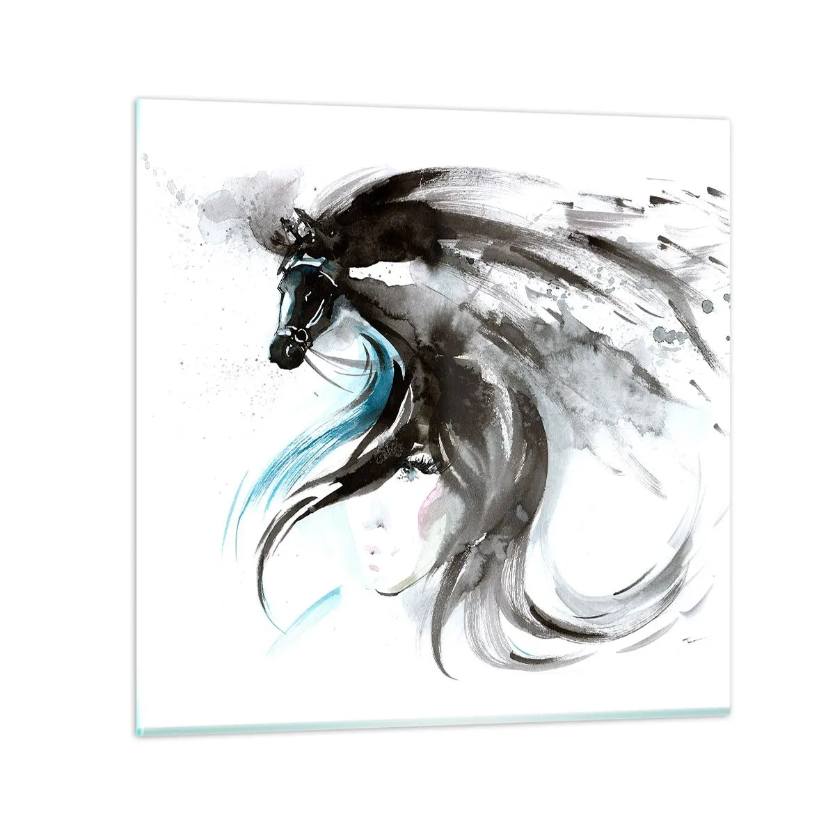 Cuadro sobre vidrio - Impresiones sobre Vidrio - El galope del Príncipe Negro - 70x70 cm