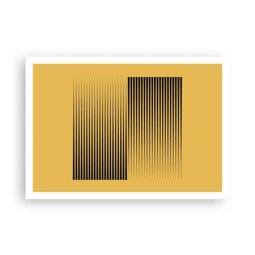 Póster - Líneas negras verticales sobre un fondo amarillo - 100x70cm - Cuadrado de opuestos - Decoración de pared moderna para salón y dormitorio ARTTOR
