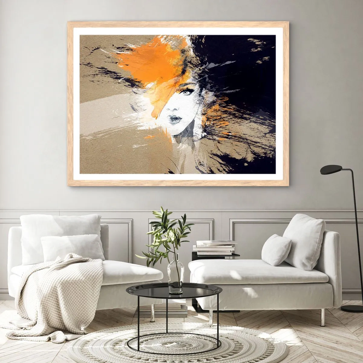 Póster en marco roble claro - Y se convierte en luz - 40x30 cm