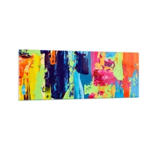 Cuadro sobre vidrio - Impresiones sobre Vidrio - Composición abstracta de colores en forma dinámica. - 140x50cm - ¡La vida es hermosa! - Decoración de pared moderna para salón y dormitorio ARTTOR