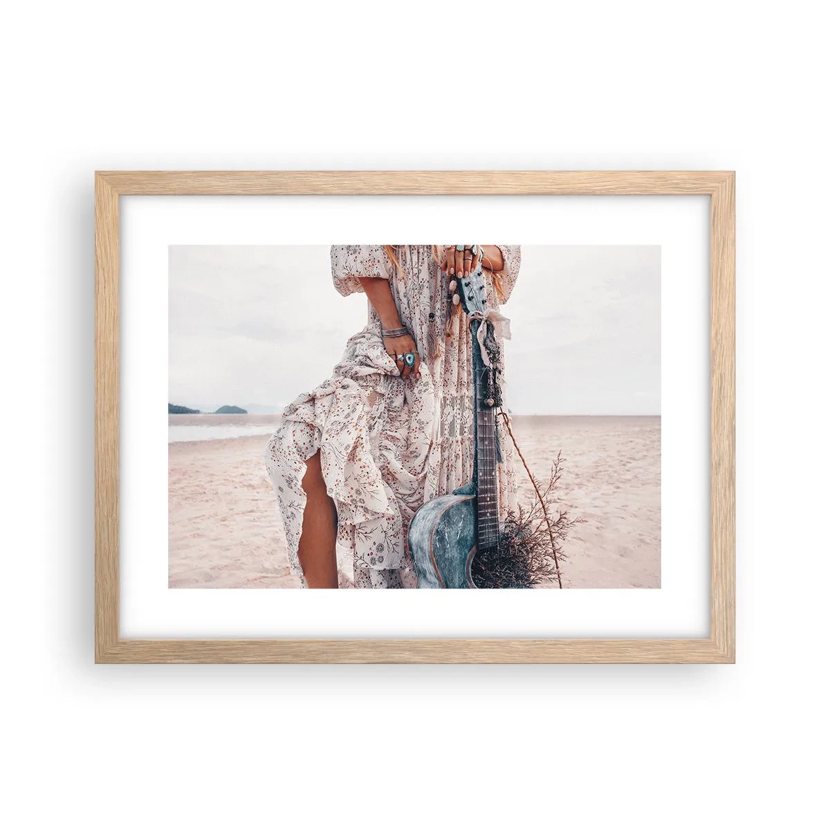 Póster en marco roble claro - Una flor en el camino - 40x30 cm