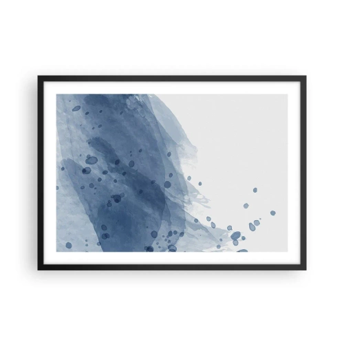 Póster en marco negro - Manchas y rayas abstractas en tonos azules - 70x50cm - Tul azul - Decoración de pared moderna para salón y dormitorio ARTTOR