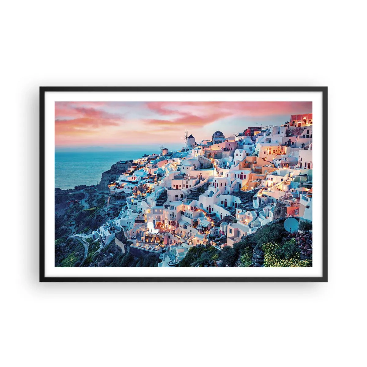 Póster en marco negro - Vacaciones en Grecia - 91x61 cm