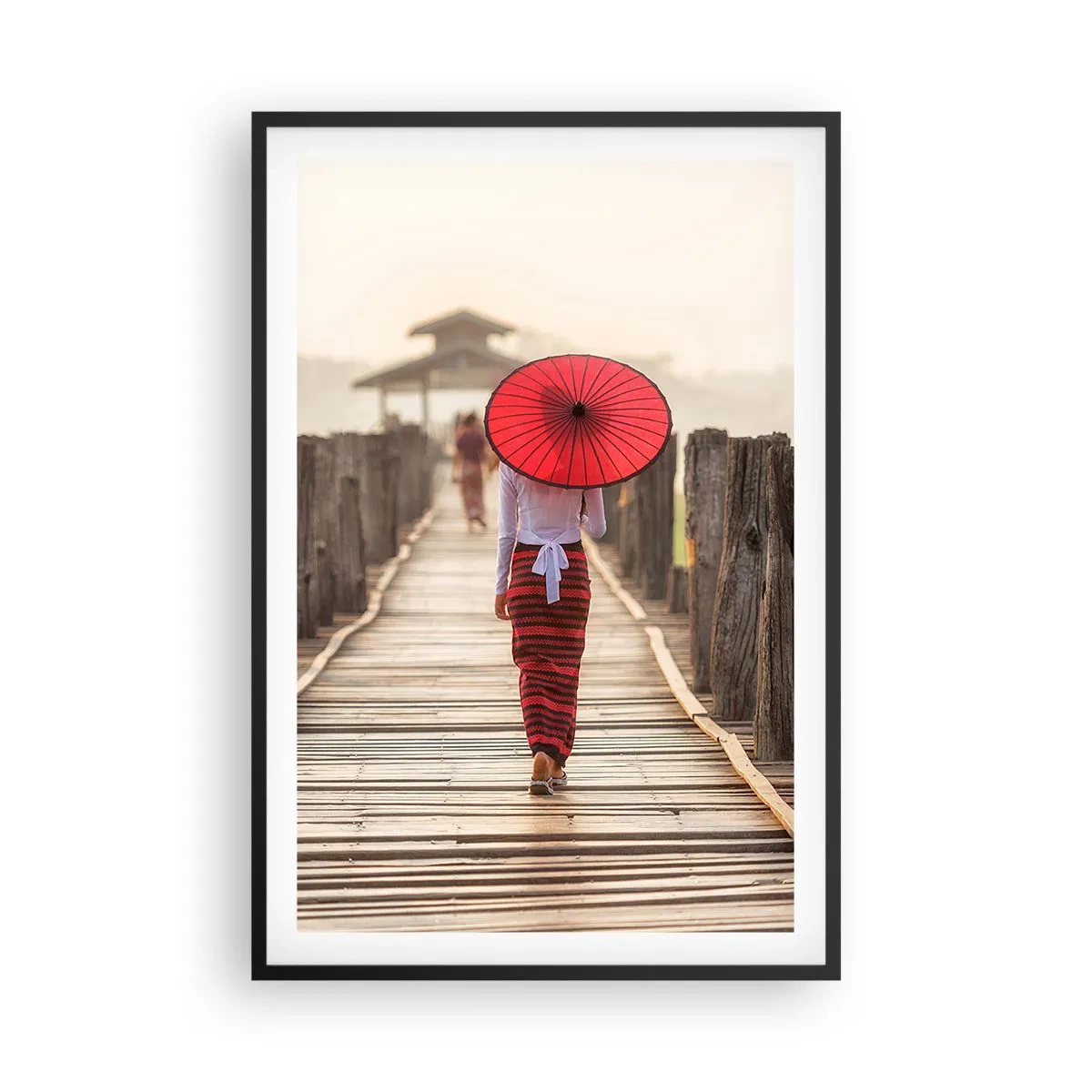 Póster en marco negro - En un viejo puente - 61x91 cm
