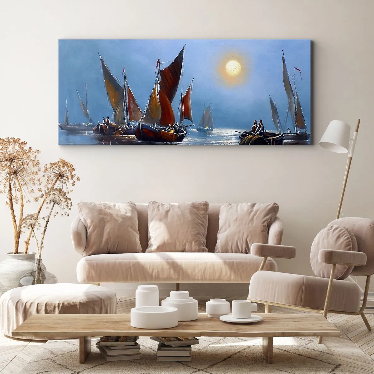Cuadro sobre lienzo - Impresión de Imagen - Pesca nocturna - 100x40 cm