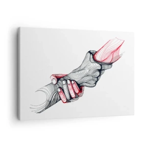 Cuadro sobre lienzo - Impresión de Imagen - Manos artísticas abrazándose en un estilo minimalista. - 70x50cm - Estás en buenas manos - Decoración de pared moderna para salón y dormitorio ARTTOR