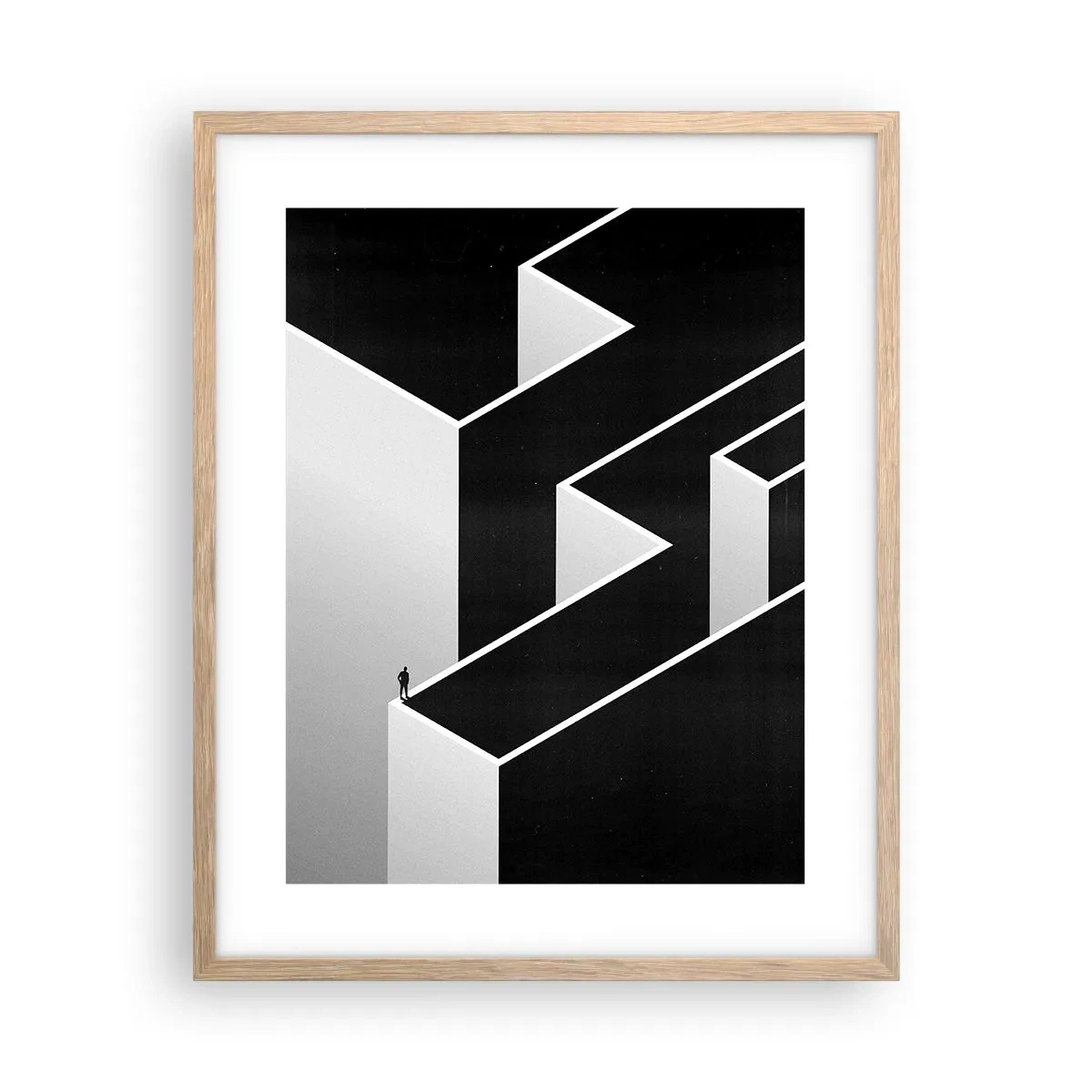 Póster en marco roble claro - Soledad en la cumbre - 40x50 cm