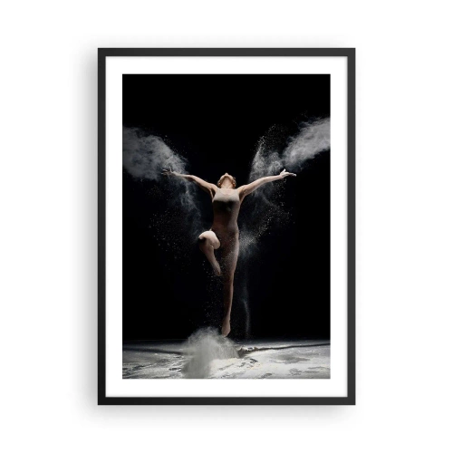 Póster en marco negro - Una bailarina en una nube de polvo sobre un fondo negro. - 50x70cm - Los duendes existen - Decoración de pared moderna para salón y dormitorio ARTTOR