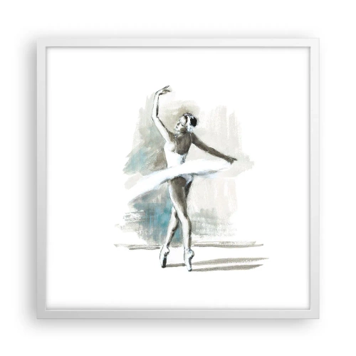 Póster en marco blanco - Encantada por un cisne - 50x50 cm