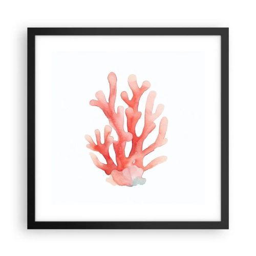 Póster en marco negro - La hermosura del color coral - 40x40 cm