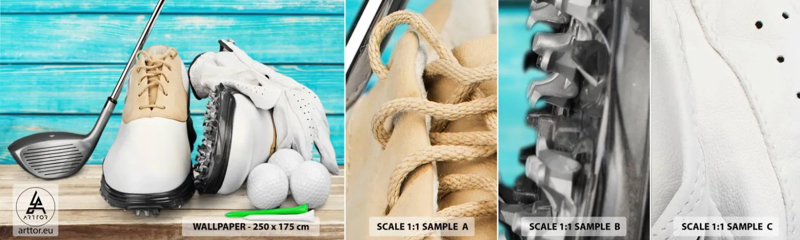 Muestra De Fotomural Standard Eco - Todo listo - Golf, Deporte, Zapatos de golfista - 100x30 cm