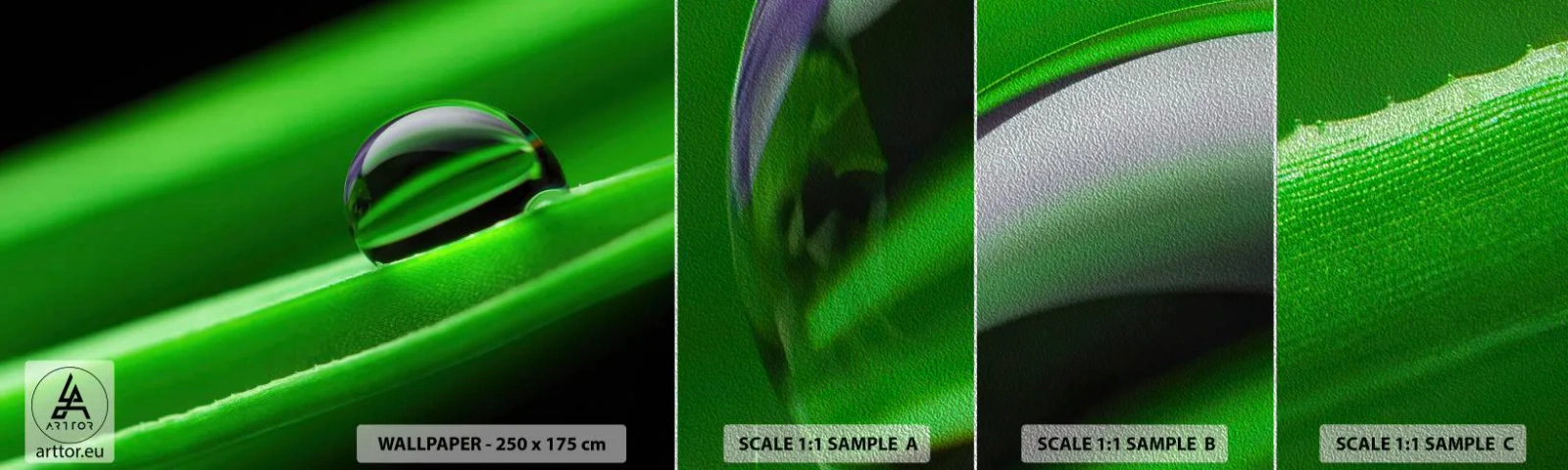 Muestra de fotomural Premium Sand - La vida de cerca - Abstracción, Gráficos, Una gota de agua - 100x30 cm