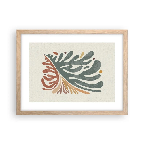 Póster en marco roble claro - Hoja multicolor - 40x30 cm