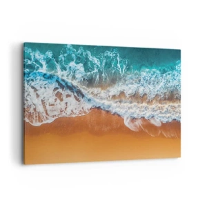 Cuadro sobre lienzo - Impresión de Imagen - Vista aérea de las olas del océano rompiendo en la orilla - 120x80cm - Siempre a la par - Decoración de pared moderna para salón y dormitorio ARTTOR