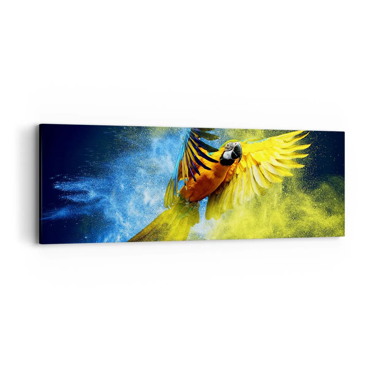 Cuadro sobre lienzo - Impresión de Imagen - En polvo azul y dorado - 90x30 cm
