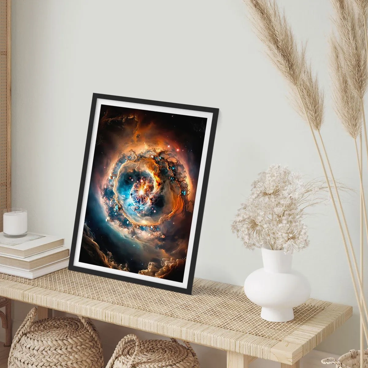Póster en marco negro - Una explosión cósmica de luz y energía en el espacio galáctico. - 50x70cm - El inicio de todo - Decoración de pared moderna para salón y dormitorio ARTTOR